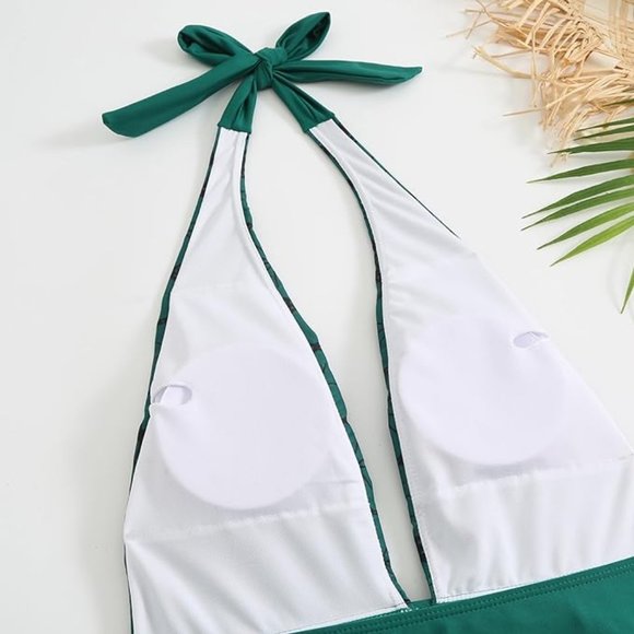 NEW! Women's XL Floral Print Halter Top Sash Tie Waist Bathing Suit Swimsuit - Picture 5 of 6